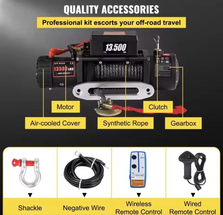 Troliu winch auto suv platforma  13500lbs 6100Kg