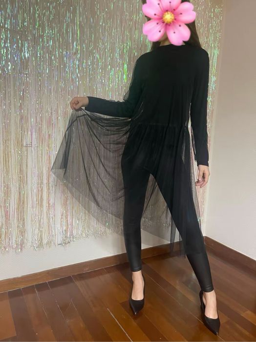 Туника - сетка, чёрная