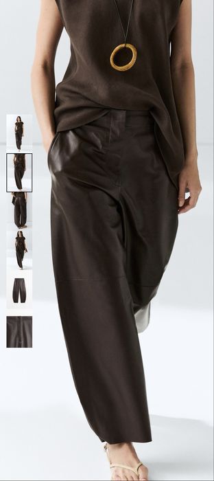 Pantaloni din piele Massimo Dutti