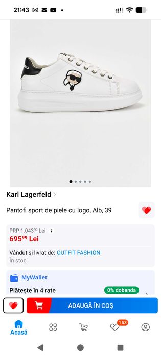 Pantofi sport Karl Lagerfeld din piele cu logo, mărimi 38, 39 sau 41
