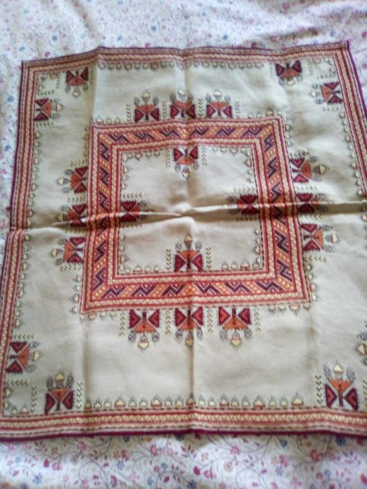 ръчно избродирани карета на ленена панама нови