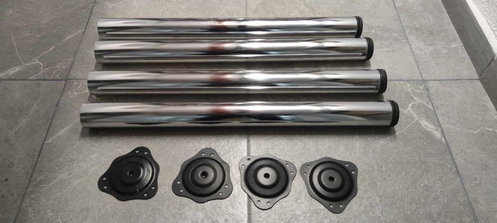 Set 4 picioare metalice cromate pentru masa din lemn sau PAL, birou