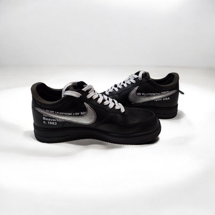 Adidasi Nike Air Force 1 Low x Off-White Black Silver Streetwear Fashi