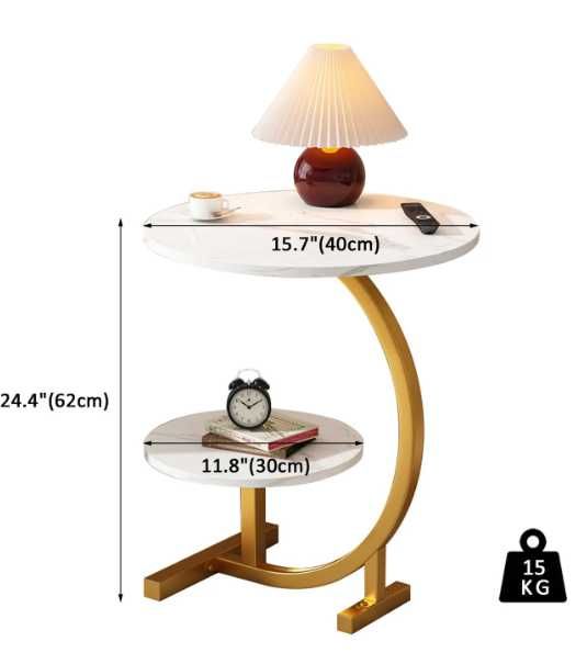 Masa / Masuta rotunda pentru cafea efect marmura Noptiera
