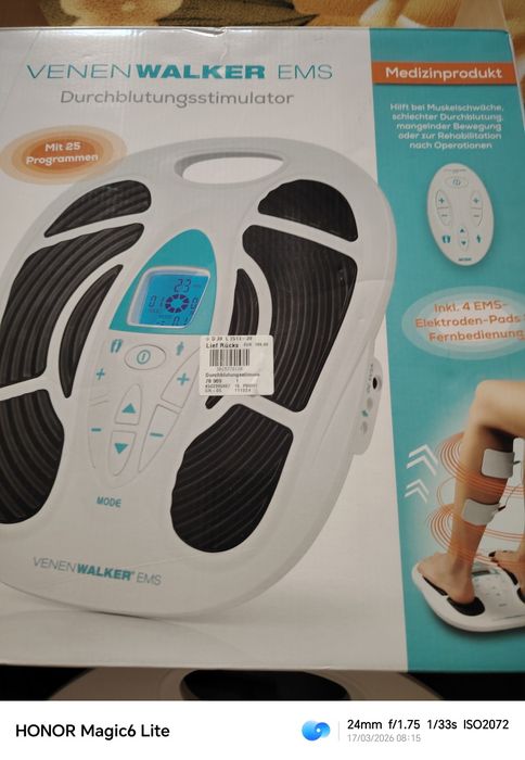 Aparat masaj picioare cu telecomanda și electrozi ptr circulație