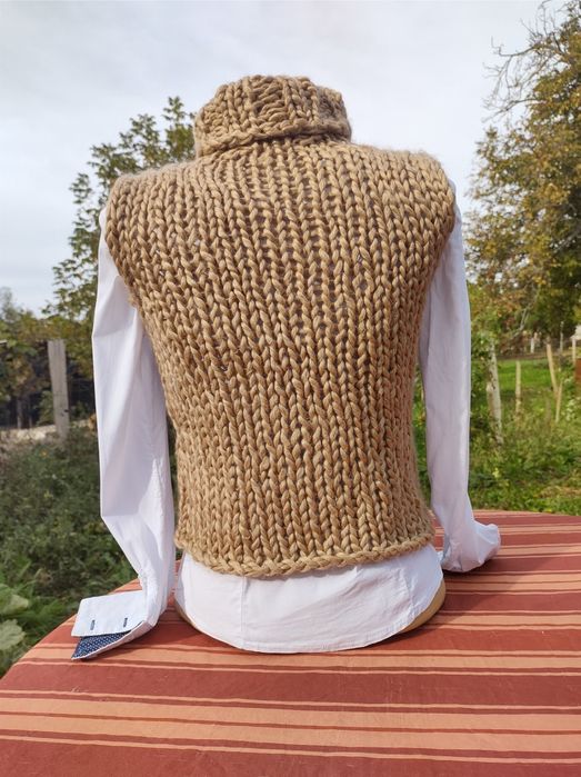 Vesta fete femei noua Tricot Knit Crem Bej Lucios livrare gratuita