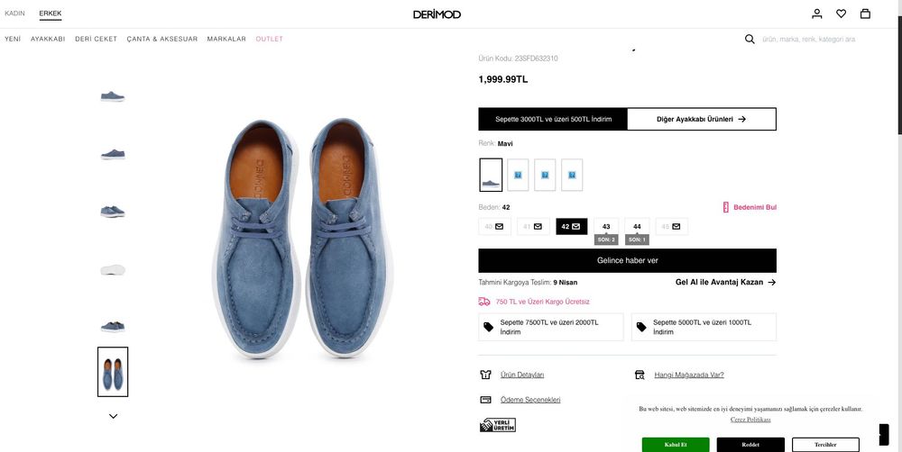 Derimod 42 размер