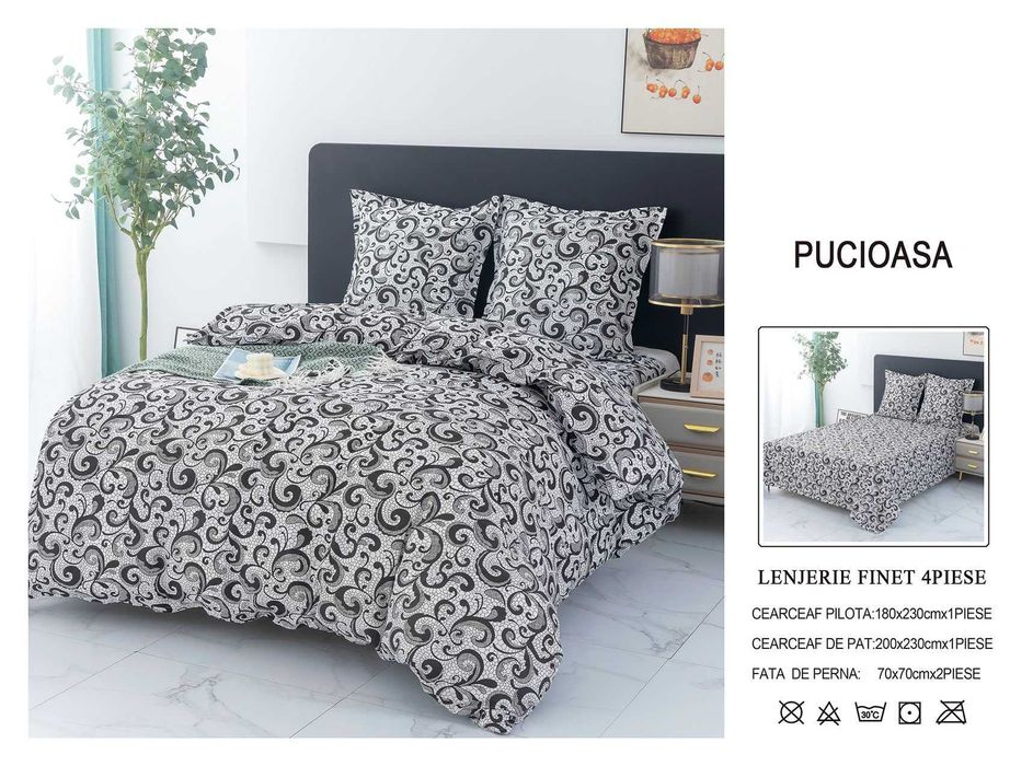 Lenjerie de pat dublu 4 piese diverse modele - Lichidare de stoc