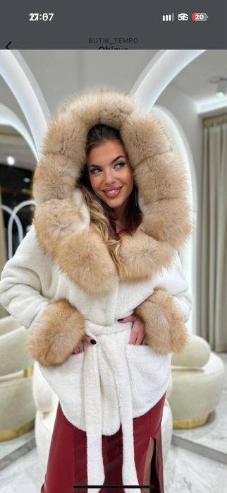 Haina Blana Alcantara cu blana naturala vulpe