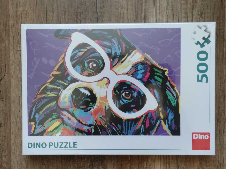 Puzzle 500 piese, 47 x 33 cm, câine cu ochelari