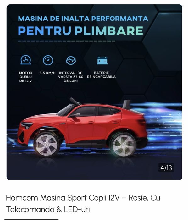 Masinuta electrica copii , Audi E Tron , Rosie