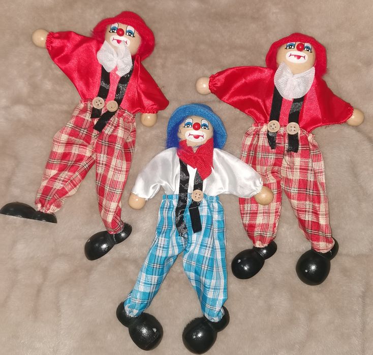 Клоуны 10 шт. Дерево, ткань