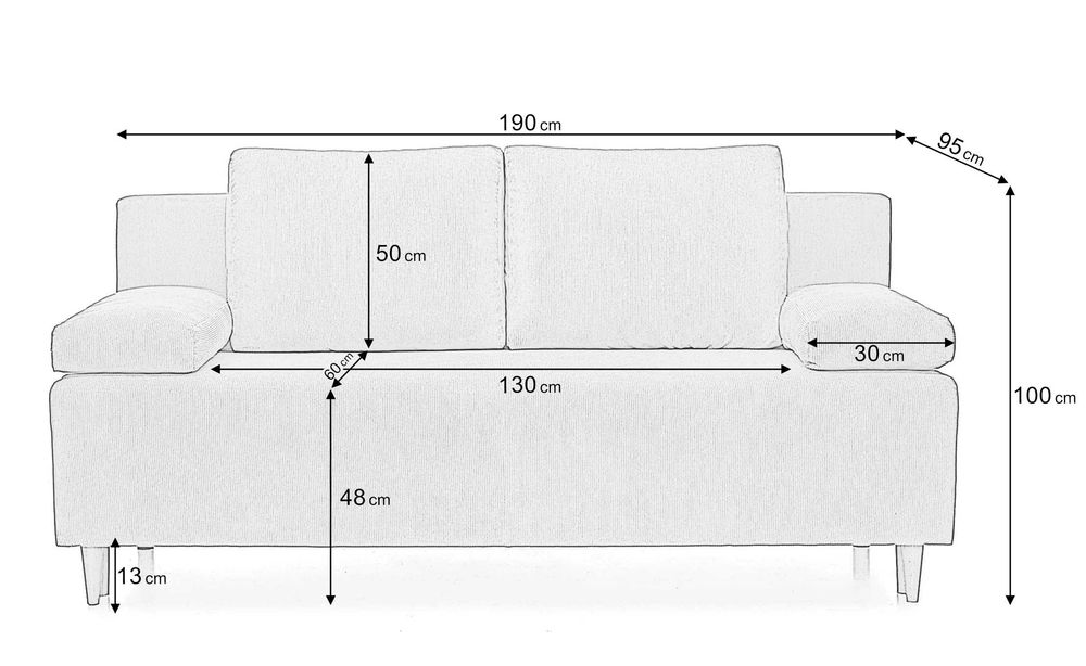 Canapea Extensibila 3 locuri, cu lada de depozitare, 190x95x100 cm