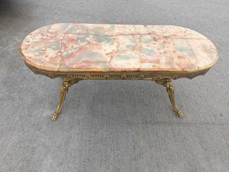 Masa din bronz cu blat de piatra onix