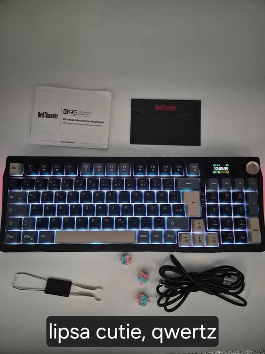 Tastatura Mecanica Wireless RedThunder K95 Smart Display - Pink Switch