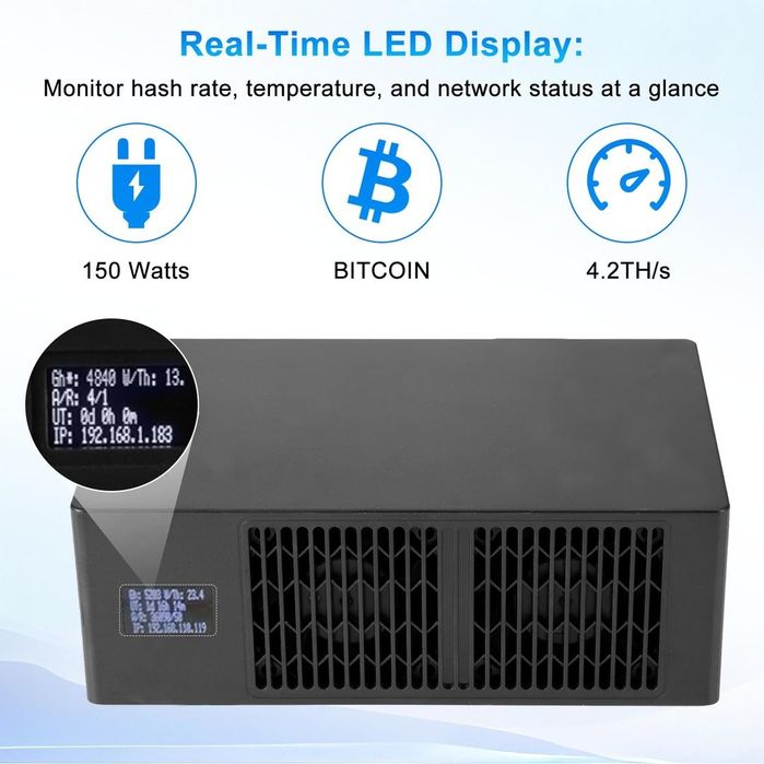 LuckyMiner LV08 2 bucăți Miner Bitcoin 4,2 TH/s ASIC BM1366 2,4GHz Wi‑Fi Solo Plug & Play