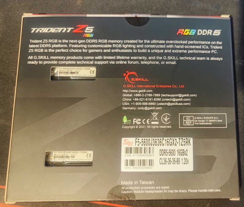 Trident Z5 RGB GSKILL DDR5-5600 16GBx2 CL36