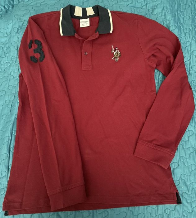 US Polo Блуза с дълъг ръкав и якичка