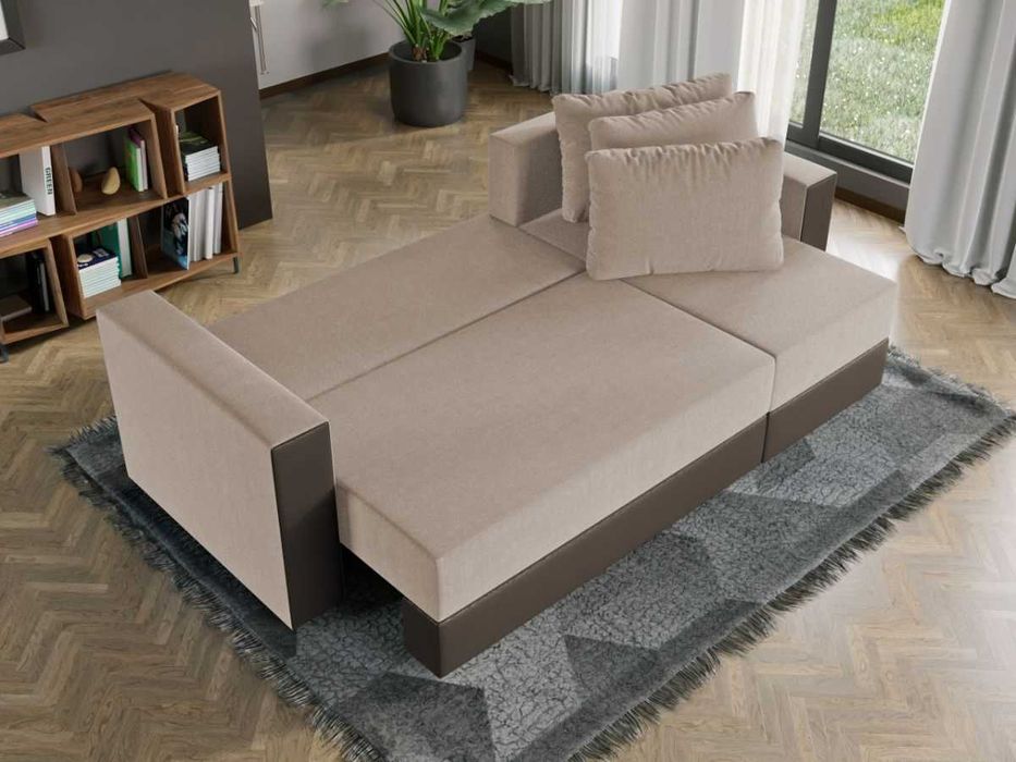 Coltar Extensibil Alfa Stofa Bej / Piele Maro - Transport Gratuit