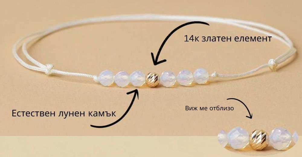 Премиум подаръчна кутия според зодията с гривна с 14К злато