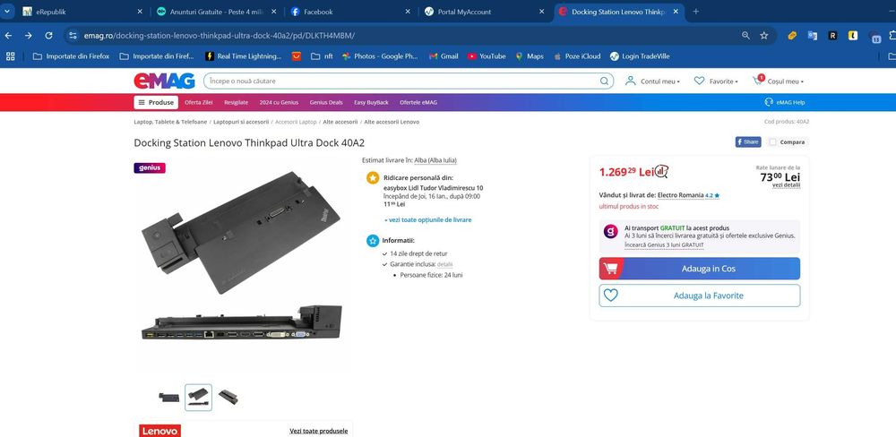 Docking Station IBM Lenovo ThinkPad Ultra Dock 40A2 P/N 00HM917