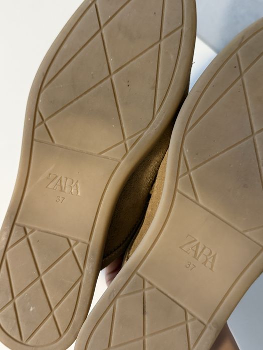 Zara велурени чехли/лофъри