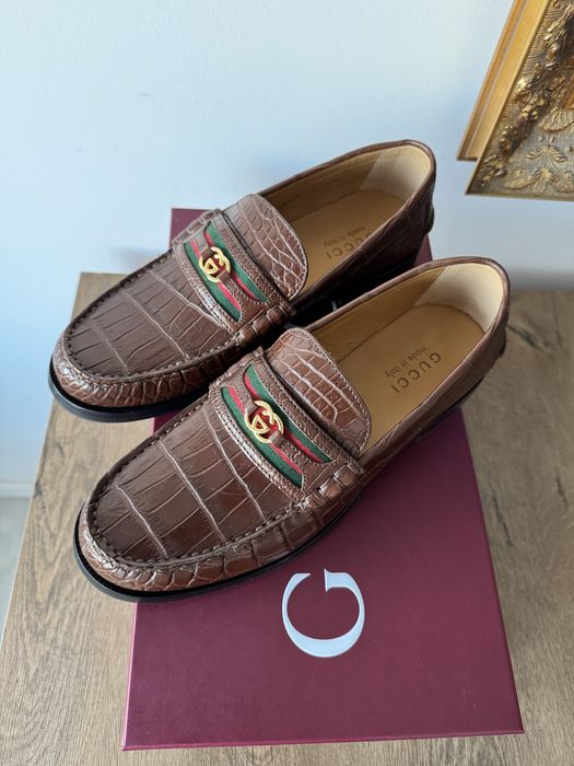 Mocasini Gucci piele de crocodil