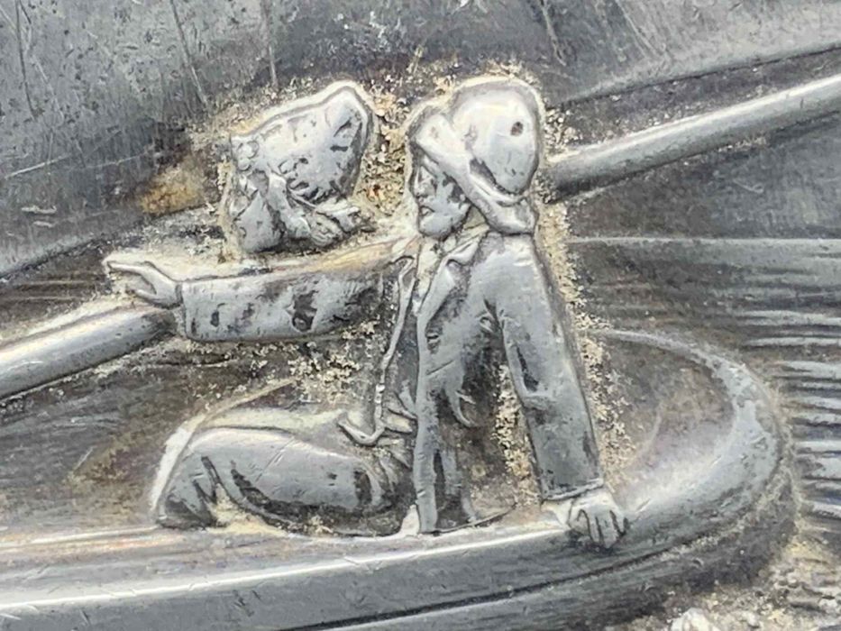 Арт деко метална чиния / пепелник с ветроход -1920–30 г.