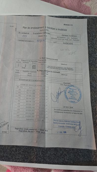 Vând teren în Comuna Războieni Jud. Neamț în spatele primăriei 9900 mp