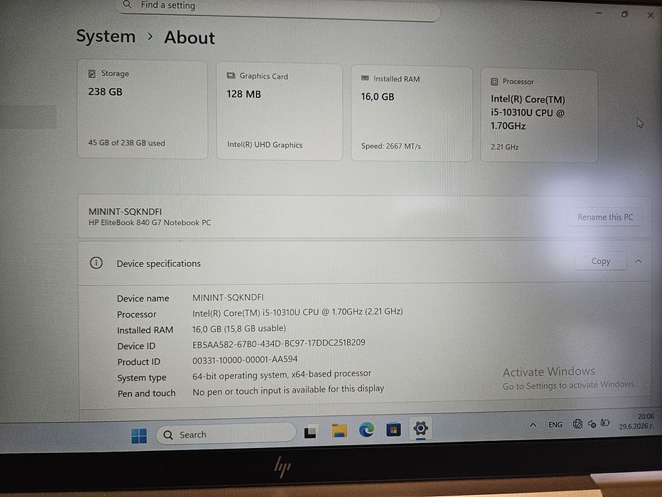 Лаптоп HP ELITEBOOK  840 g7
