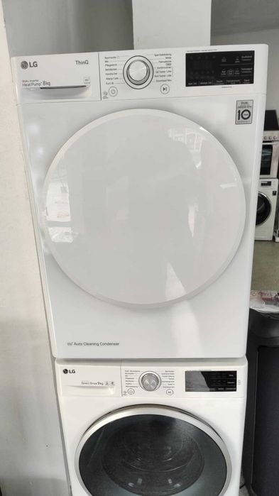 *ПРОМО* Комплкет А+++ Пералня 9 кг и Сушилня 8 кг-Термопомпа LG-ЛГ