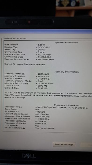 Vand urgent!!! Dell Latitude 5400 I7-8th gen