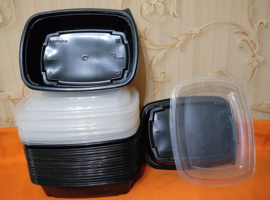 Одноразовая посуда,контейнеры с плотной крышкой,прочный пластик,