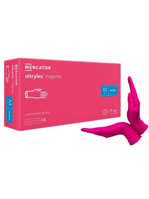 Розови нитрилни ръкавици нитрил Mercator