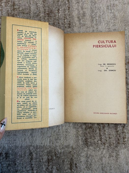 Carte Cultura piersicului - Gr. Mihăescu, Gh. Stanciu (1966) / Pomicultură