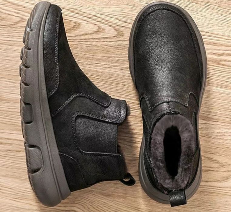 Модные полусапоги из телячьей кожи и овечьей шерсти