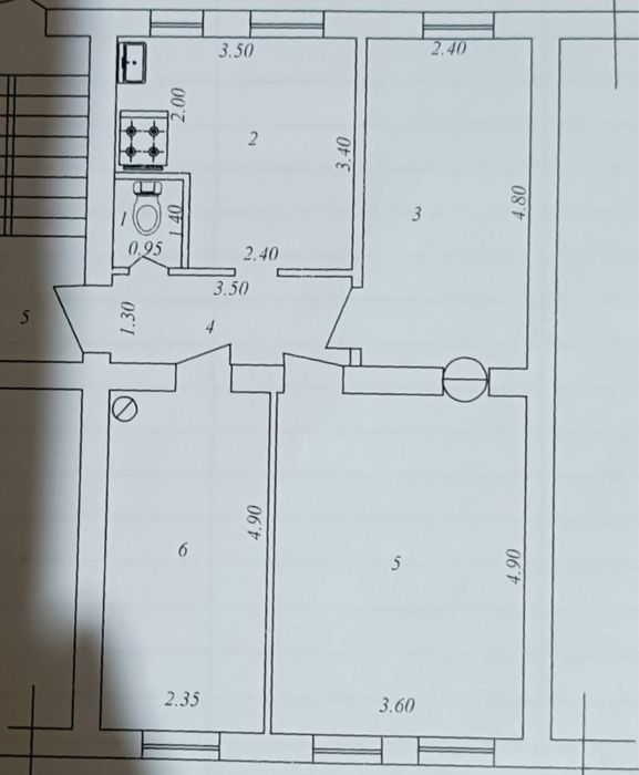 Под офис 3-х комнатная квартира 65м2 мирабад саракулька