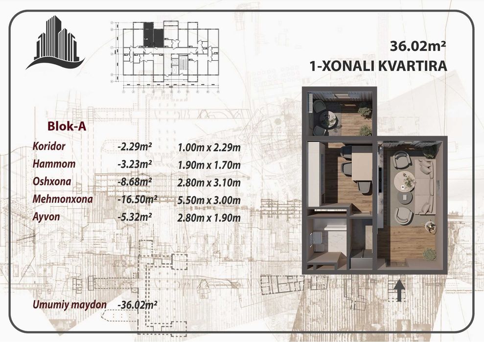 ПОД КЛЮЧЬ квартира в Рассрочку 29мес 2,000у.е. [RA]