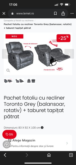 Fotoliu cu recliner Lems nou