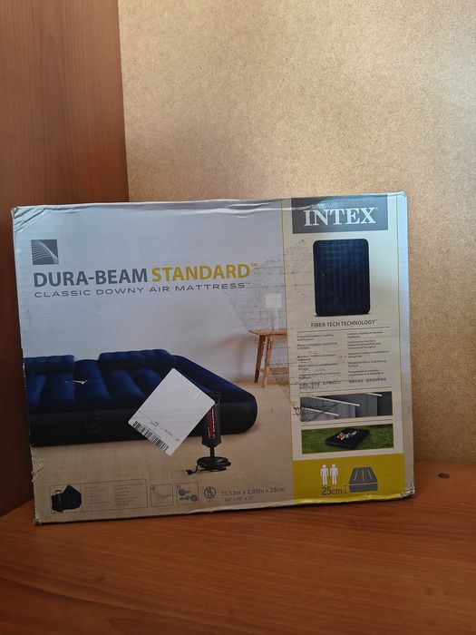 Надуваем дюшек Intex Queen Dura Beam, 203x152x25 см + Ръчна помпа