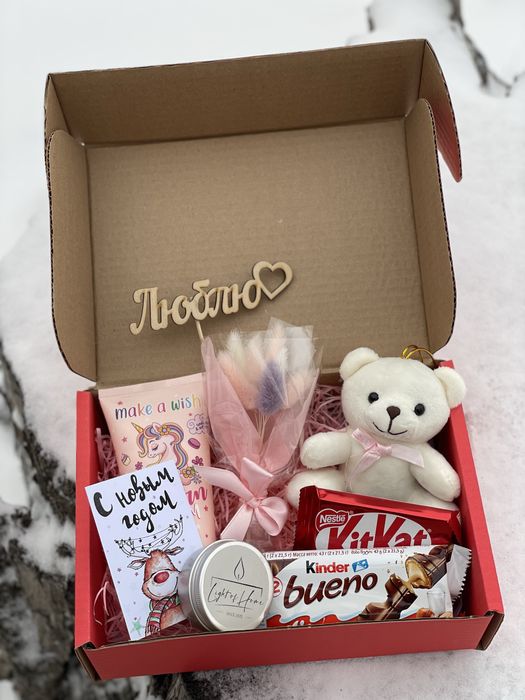 Бокс с мишкой белым с доставкой