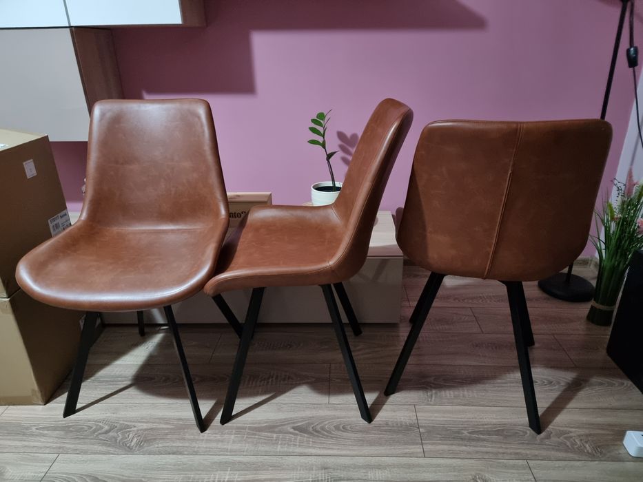 Scaune rotative din Piele ecologica, 3 bucati, Noi nefolosite.