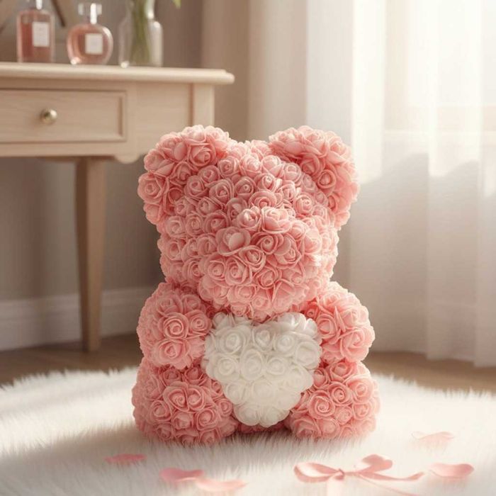 Луксозно Мече от Рози Rose Bear в Подаръчна опаковка