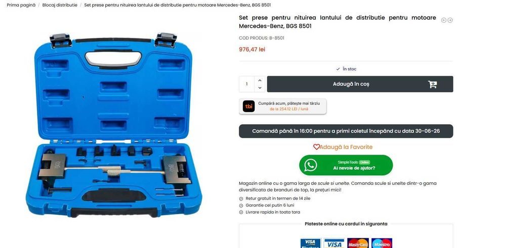 Set prese pentru nituirea lantului de distributie pentru motoare Mercedes-Benz, BGS 8501
