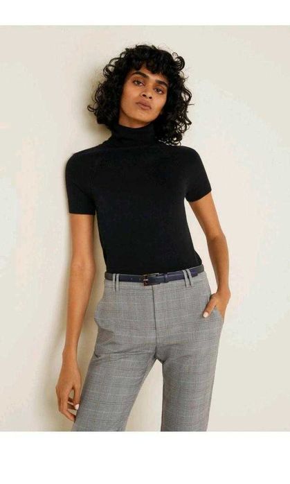 Pantaloni clasici conici gri carouri Mango 36