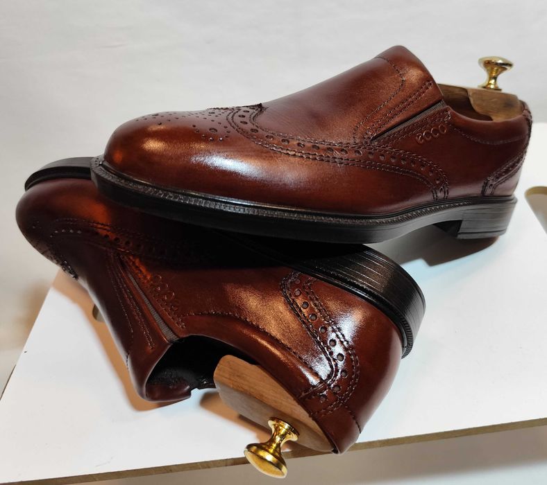 Pantofi loafer 40.5 41 brogue de lux ECCO piele naturala moale
