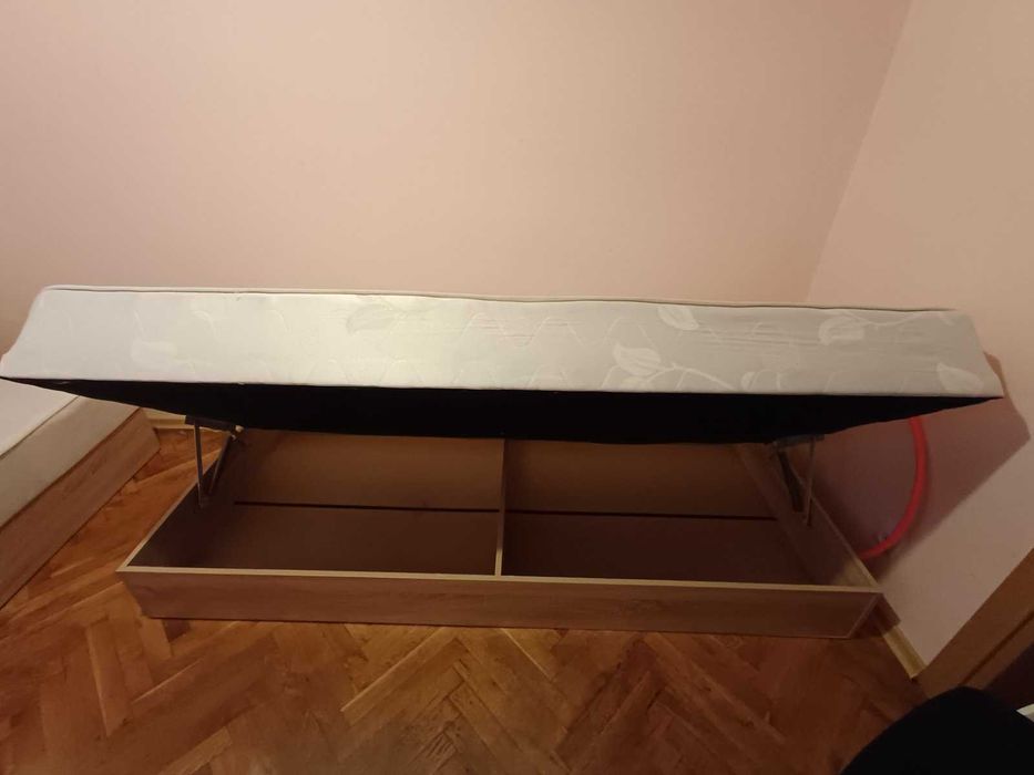 Ъглови легла с МАТРАЦИ 82/190см и БЮРО дъб сонома