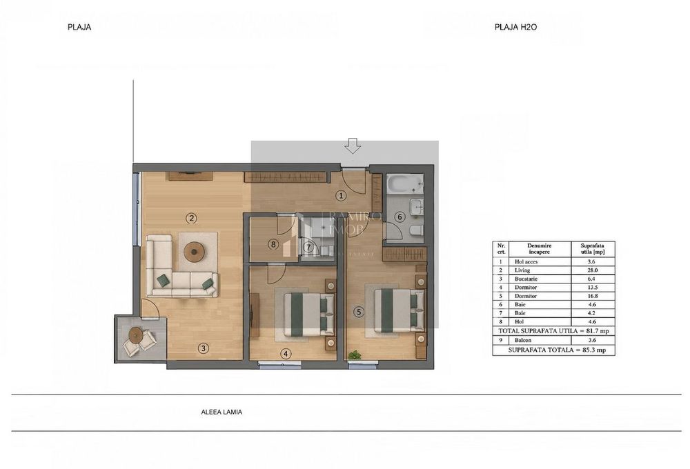 Apartament 3 camere - ONE Mamaia - etaj 1 -Aleea Lamia