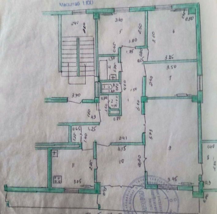 Юнусабад Ц-5 4-комнатная спецплан без ремонта 100м² этаж 7/10