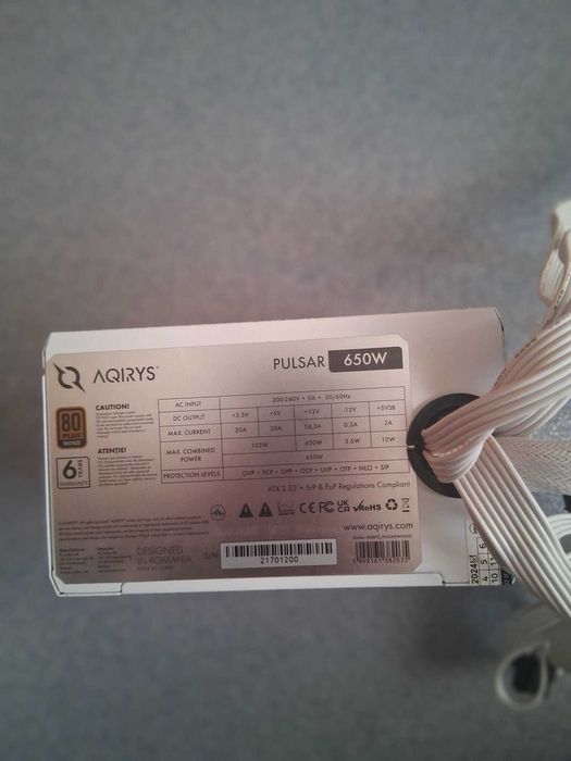 Sursa AQIRYS Pulsar White, 80+ Bronze, 650W